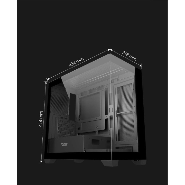 Кутия за компютър Darkflash DS900M Black, mATX, 6 x 120 mm Infinity Mirror A-RGB - DS900M-6F-BK