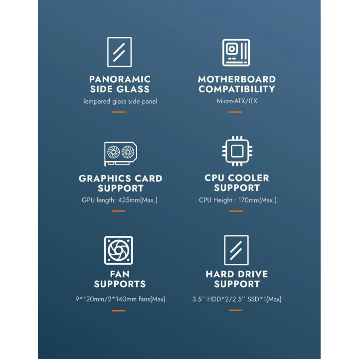 Кутия за компютър Darkflash DS900M Black, mATX, 6 x 120 mm Infinity Mirror A-RGB - DS900M-6F-BK