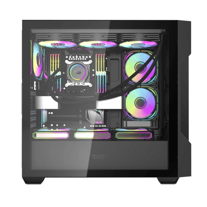 Кутия за компютър Darkflash DS900 Mesh Black - 4 x 120 mm A-RGB fans included - DS900-MESH-4F-BK