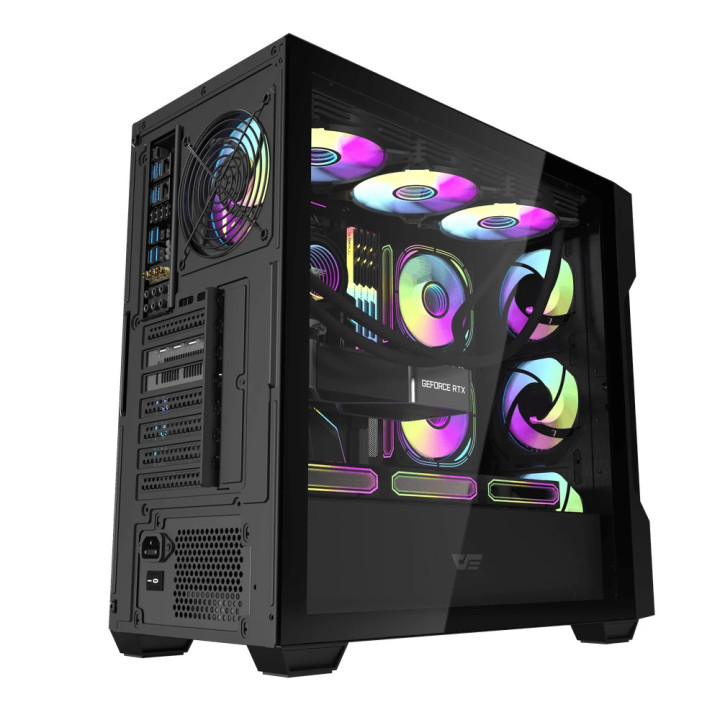 Кутия за компютър Darkflash DS900 Mesh Black - 4 x 120 mm A-RGB fans included - DS900-MESH-4F-BK
