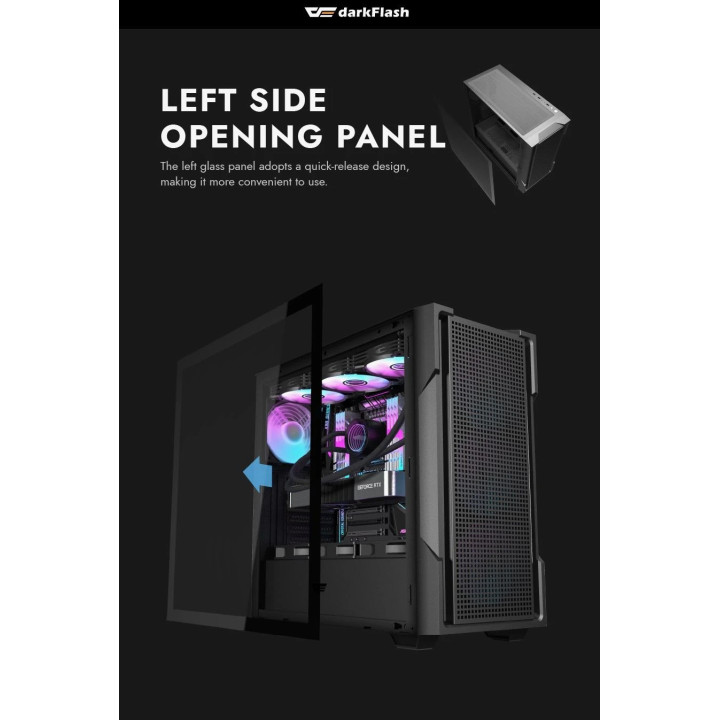 Кутия за компютър Darkflash DS900 Mesh Black - 4 x 120 mm A-RGB fans included - DS900-MESH-4F-BK