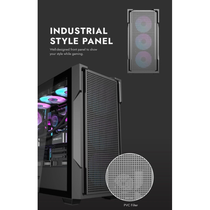 Кутия за компютър Darkflash DS900 Mesh Black - 4 x 120 mm A-RGB fans included - DS900-MESH-4F-BK