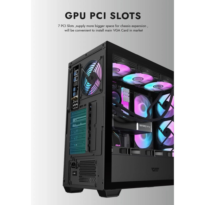 Кутия за компютър Darkflash DS900 Mesh Black - 4 x 120 mm A-RGB fans included - DS900-MESH-4F-BK