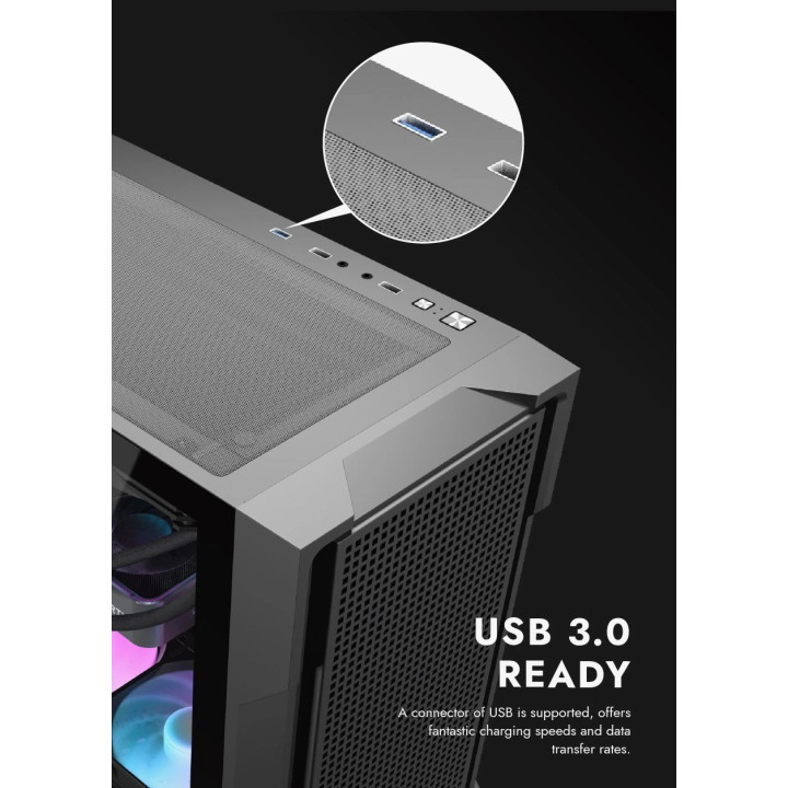 Кутия за компютър Darkflash DS900 Mesh Black - 4 x 120 mm A-RGB fans included - DS900-MESH-4F-BK