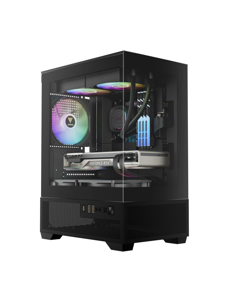 Кутия за компютър Gamdias AURA GC9M Elite, mATX, 3 x 120 mm A-RGB, USB-C, Tempered Glass - AURA-GC9M-ELITE-ARGB-BK