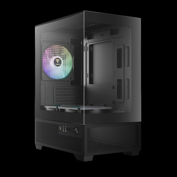 Кутия за компютър Gamdias AURA GC9M Elite, mATX, 3 x 120 mm A-RGB, USB-C, Tempered Glass - AURA-GC9M-ELITE-ARGB-BK