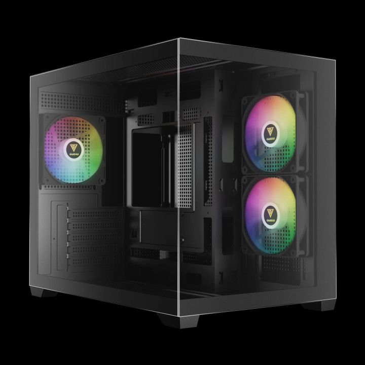 Кутия за компютър Gamdias AURA GC10M v2, mATX, 3 x 120 mm A-RGB, USB-C, Tempered Glass - AURA-GC10M-V2-ARGB-BK