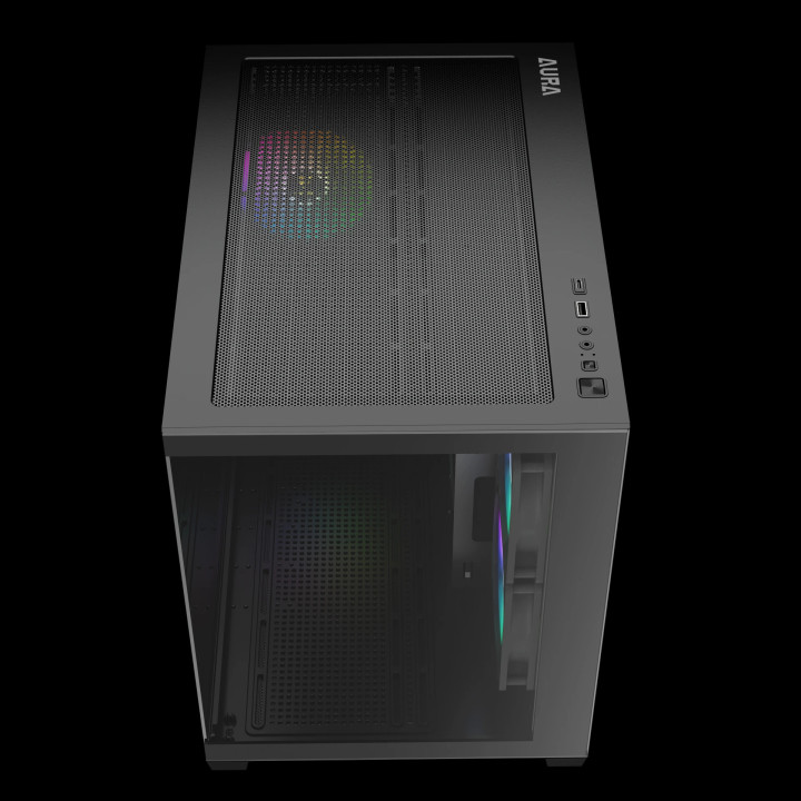 Кутия за компютър Gamdias AURA GC10M v2, mATX, 3 x 120 mm A-RGB, USB-C, Tempered Glass - AURA-GC10M-V2-ARGB-BK