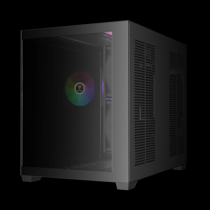 Кутия за компютър Gamdias AURA GC10M v2, mATX, 3 x 120 mm A-RGB, USB-C, Tempered Glass - AURA-GC10M-V2-ARGB-BK