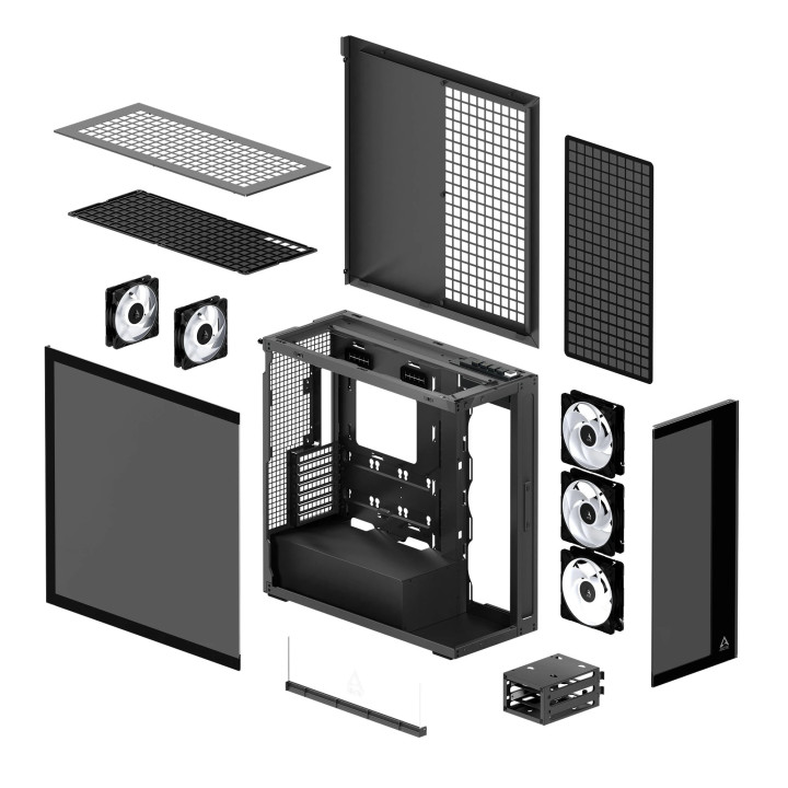 Кутия за компютър Arctic Xtender (Black), E-ATX, 5 A-RGB Fans included - ACPCC00015A