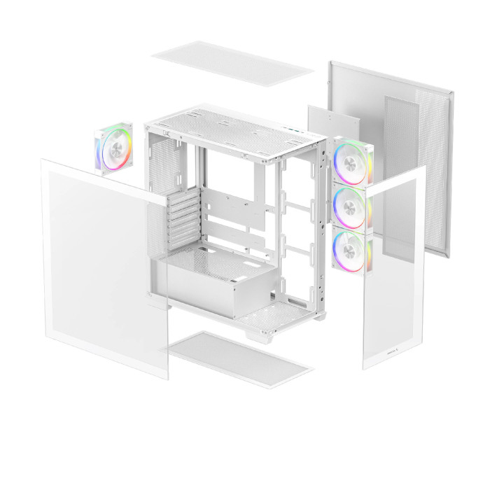 Кутия за компютър DeepCool CG580 4F White V2, ATX, 4 x 120 mm ARGB - R-CG580-WHADA4-G-2