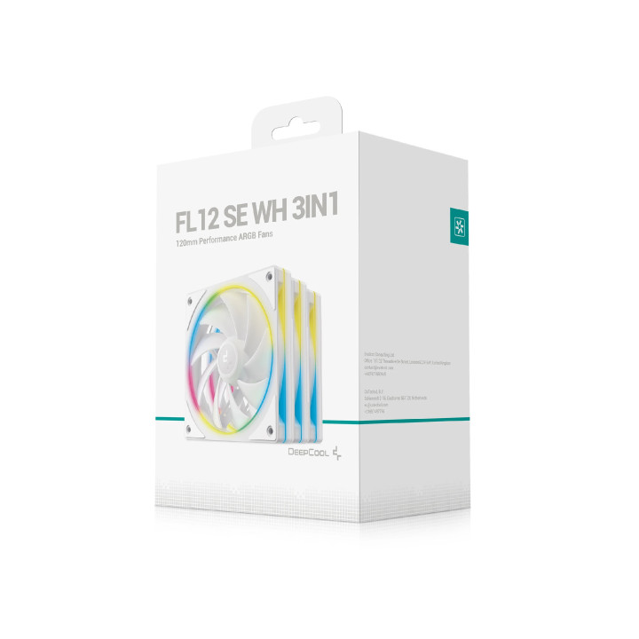 Комплект вентилатори DeepCool FL12 SE 3IN1 WH, 3-in-1 3x120mm, Luminous Halo ARGB - R-FL12SE-WHAPN3-G