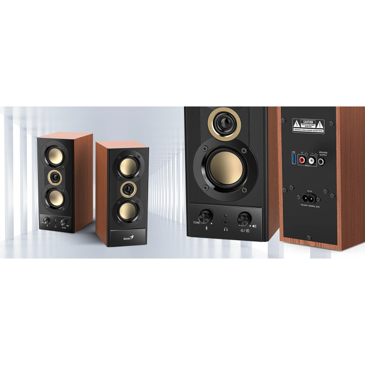 Bluetooth тонколони Genius SP-HF800BT, 2.0 20W RMS, Bluetooth 5.3, Wood - GENIUS-SP-HF800BT
