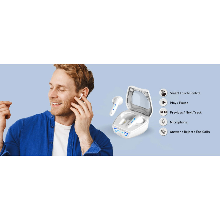 Bluetooth  безжични слушалки-тапи Genius HS-M920BT White, TWS Bluetooth 5.3 Earphones - GENIUS-HS-M920BT
