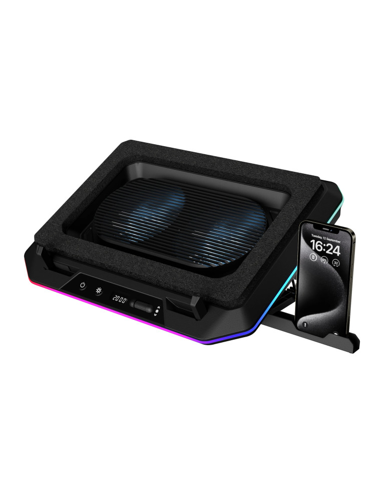 Охлаждаща поставка за лаптоп Gamdias AETHER P1 за 19" лаптоп, USB-C/A Hub, RGB, Phone Stand - AETHER-P1