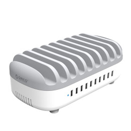 Зарядна станция за мобилни устройства Orico Charger Station 220V,10 x USB 120W white - DUK-10P-EU-WH