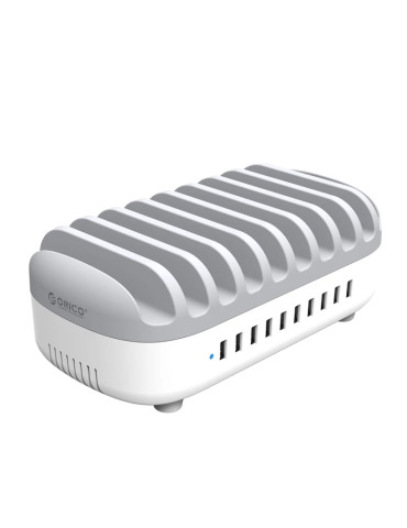 Зарядна станция за мобилни устройства Orico Charger Station 220V,10 x USB 120W white - DUK-10P-EU-WH