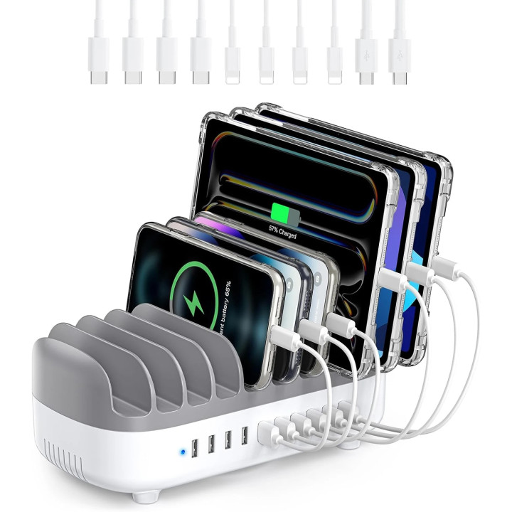 Зарядна станция за мобилни устройства Orico Charger Station 220V,10 x USB 120W white - DUK-10P-EU-WH