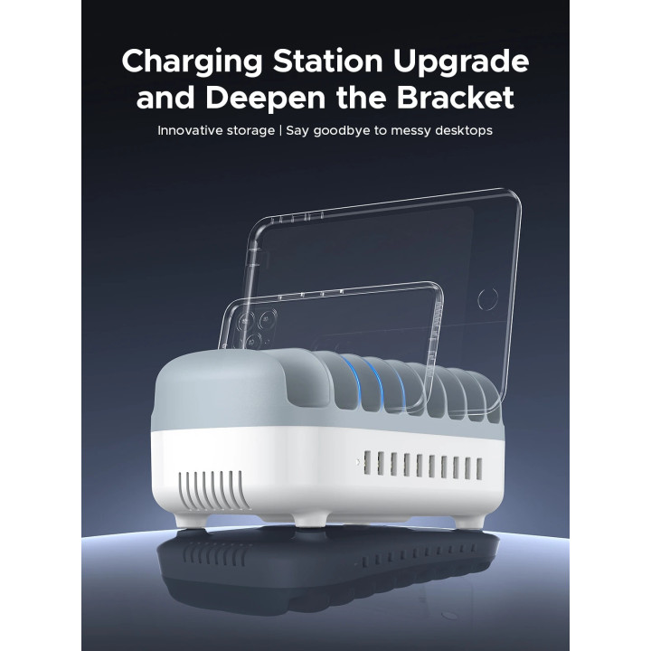 Зарядна станция за мобилни устройства Orico Charger Station 220V,10 x USB 120W white - DUK-10P-EU-WH