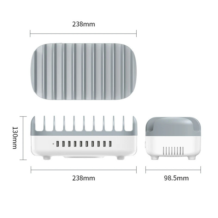 Зарядна станция за мобилни устройства Orico Charger Station 220V,10 x USB 120W white - DUK-10P-EU-WH