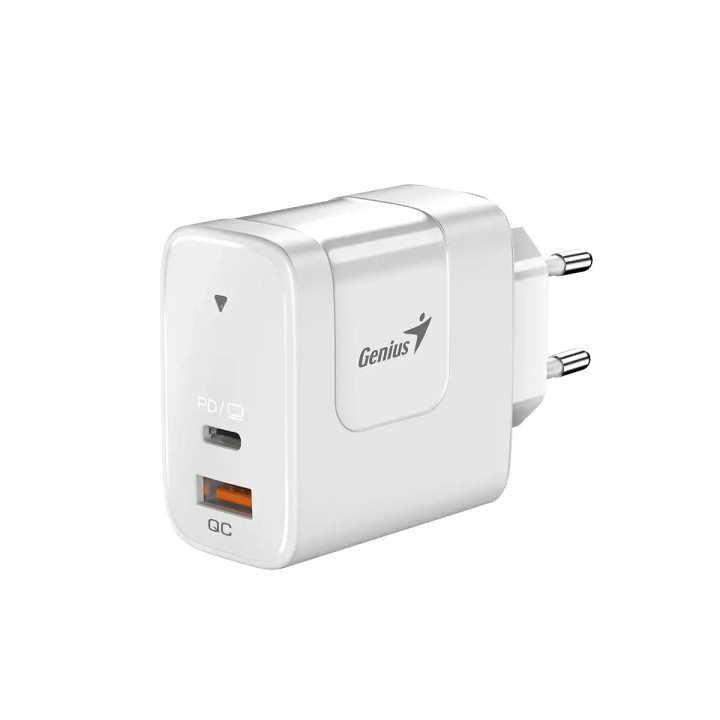 Универсално зарядно за стена Genius Charger Wall GaN - USB Type-C/A 65W White - PD-65AC - GENIUS-PD-65AC