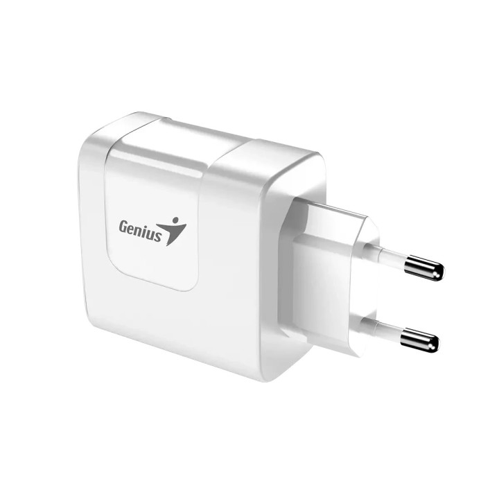 Универсално зарядно за стена Genius Charger Wall GaN - USB Type-C/A 65W White - PD-65AC - GENIUS-PD-65AC