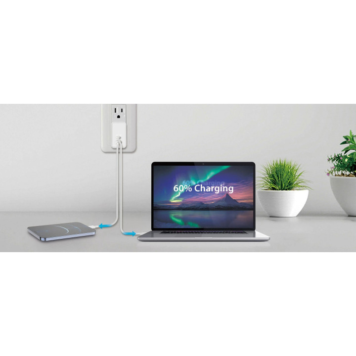 Универсално зарядно за стена Genius Charger Wall GaN - USB Type-C/A 65W White - PD-65AC - GENIUS-PD-65AC