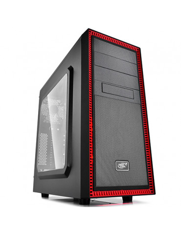 Кутия за компютър DeepCool Tesseract SW-RD черна/червена
