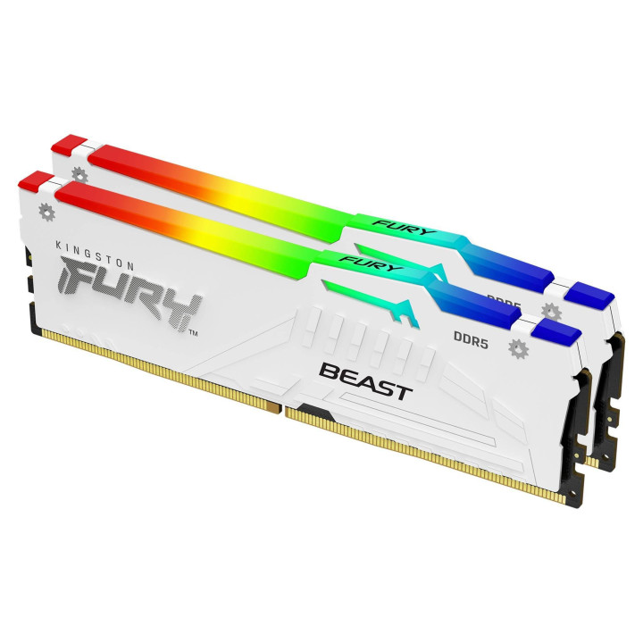 RAM памет Kingston 32GB(2x16GB) DDR5 6000MHz FURY Beast White RGB CL36 AMD EXPO - KF560C36BWEAK2-32