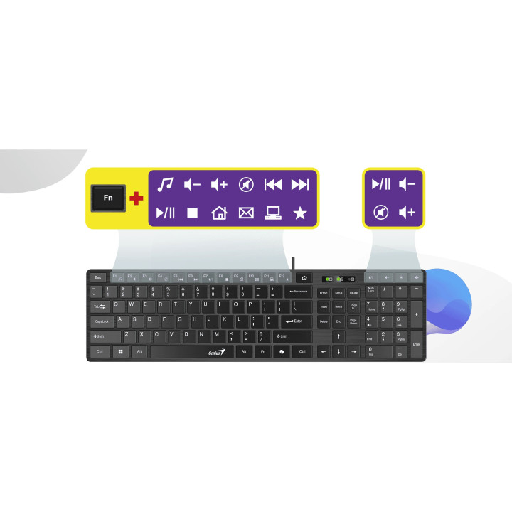 Геймърска клавиатура Genius клавиатура Slim Keyboard SlimStar 126 Black - Copilot, Low profile Chocolate - GENIUS-SlimStar-126-US-BK