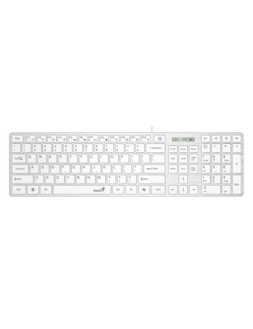 Геймърска клавиатура Genius клавиатура Slim Keyboard SlimStar 126 White - Copilot, Low profile Chocolate - GENIUS-SlimStar-126-US-WH