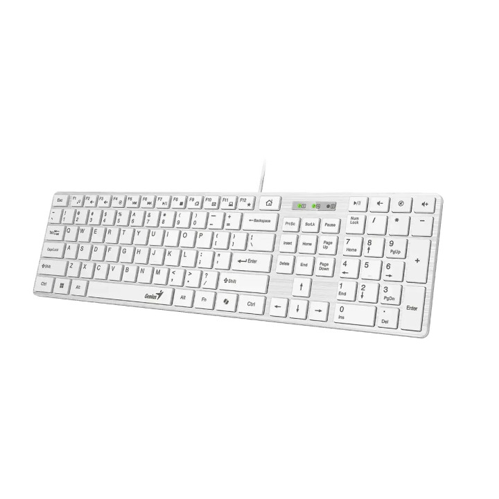 Геймърска клавиатура Genius клавиатура Slim Keyboard SlimStar 126 White - Copilot, Low profile Chocolate - GENIUS-SlimStar-126-US-WH