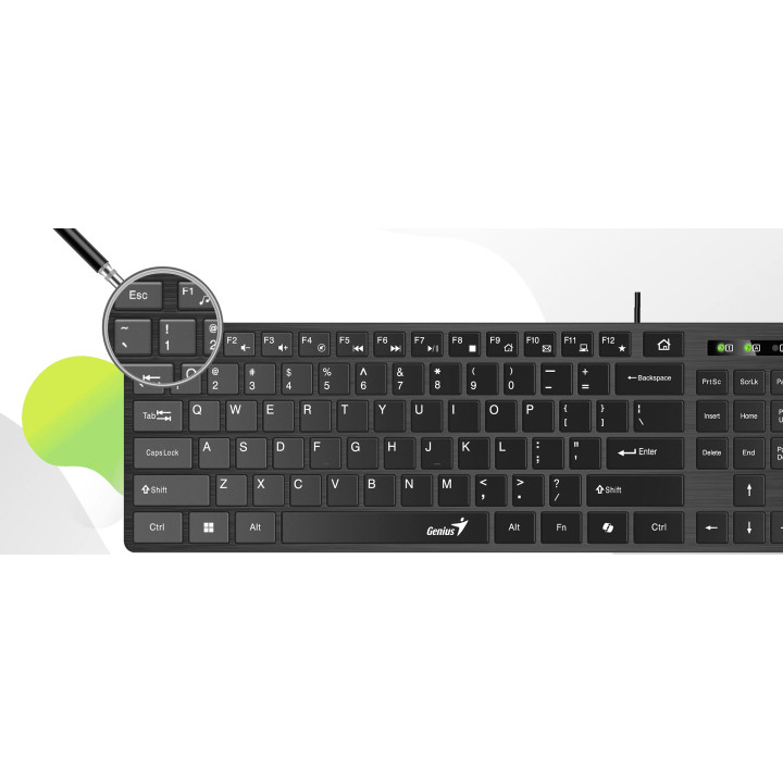 Геймърска клавиатура Genius клавиатура Slim Keyboard SlimStar 126 White - Copilot, Low profile Chocolate - GENIUS-SlimStar-126-US-WH
