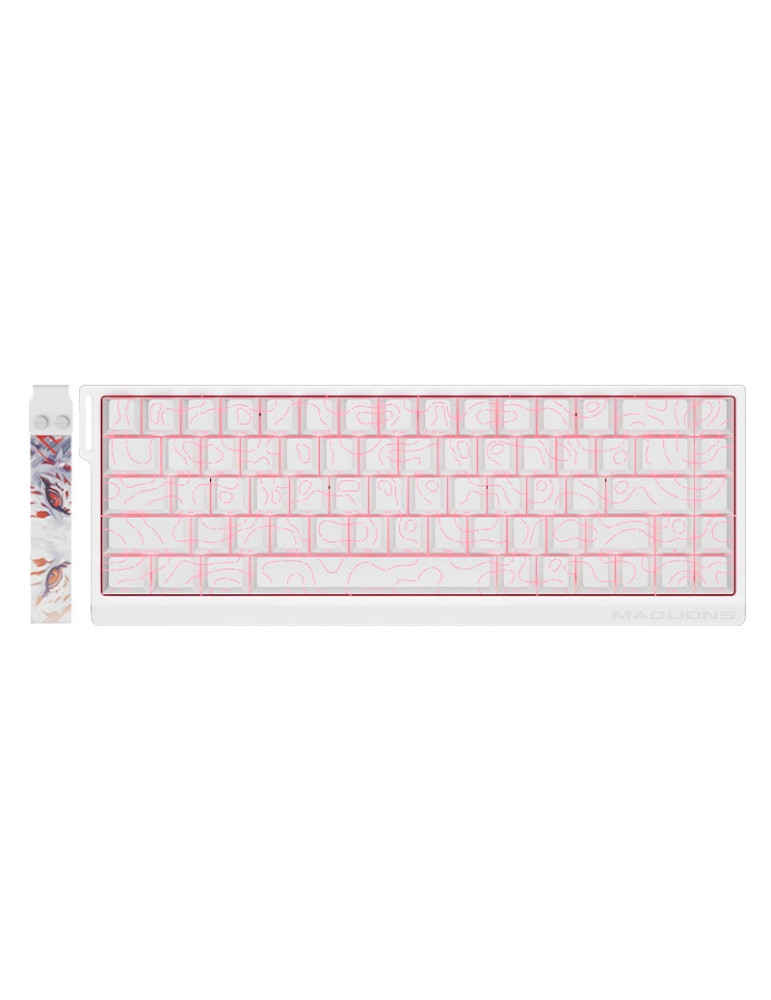 Професионална геймърска механична клавиатура Madlions MAD 68 HE Flagship V2 - 8K, Magnetic Amber Pro Switches - White - MAD-68-HE-V2-FS-MS-WH