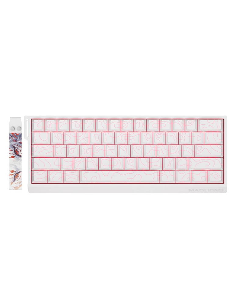 Професионална геймърска механична клавиатура Madlions MAD 60 HE Flagship V2 - 8K, Magnetic Amber Pro Switches - White - MAD-60-HE-V2-FS-MS-WH