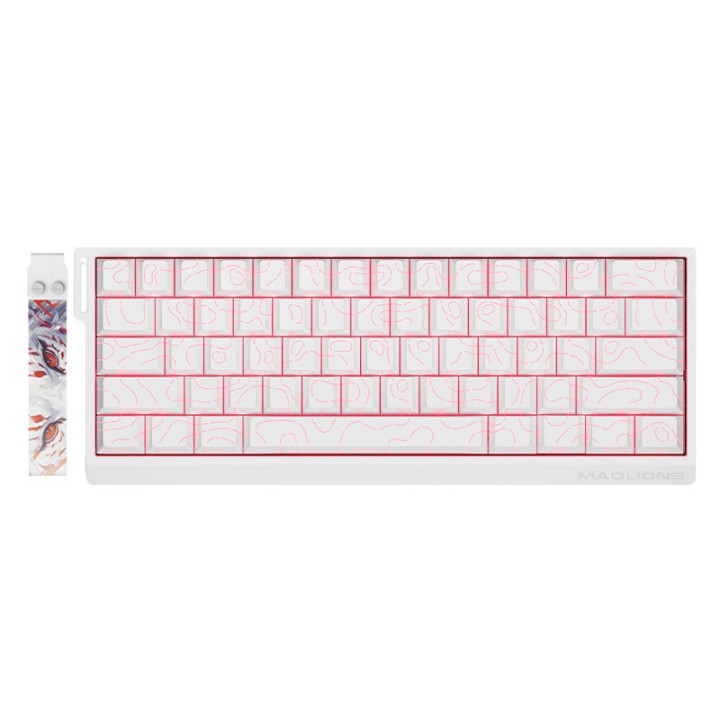 Професионална геймърска механична клавиатура Madlions MAD 60 HE Flagship V2 - 8K, Magnetic Amber Pro Switches - White - MAD-60-HE-V2-FS-MS-WH