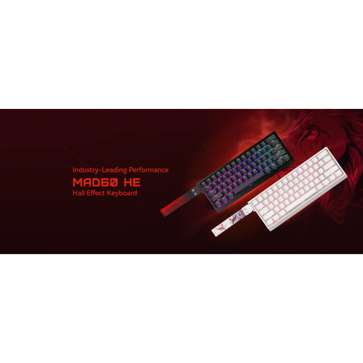 Професионална геймърска механична клавиатура Madlions MAD 60 HE Flagship V2 - 8K, Magnetic Amber Pro Switches - Black - MAD-60-HE-V2-FS-MS-BK