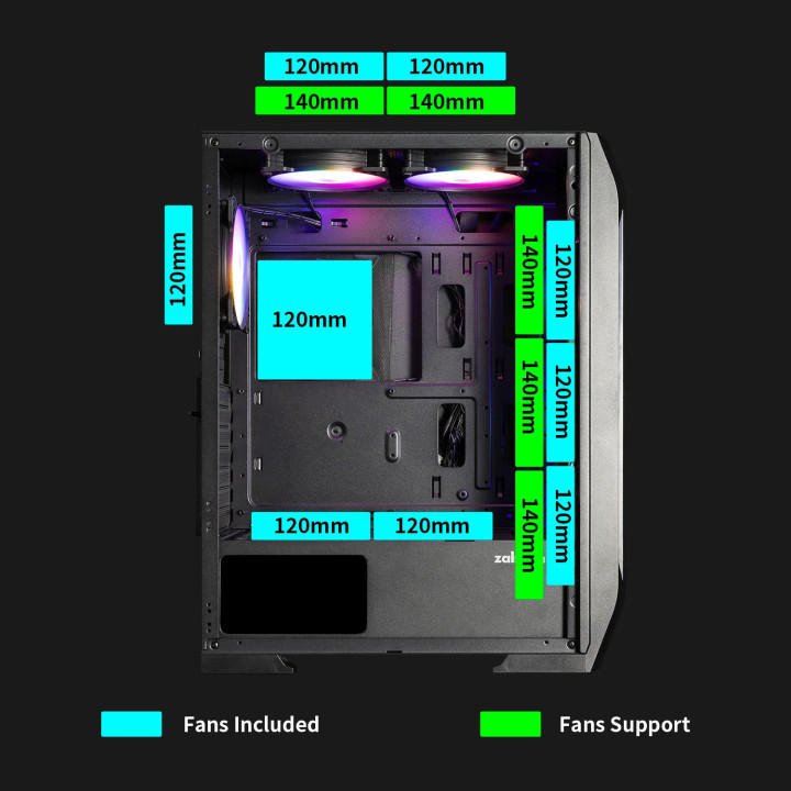 Кутия за компютър Zalman N7 PLUS, ATX, 7бр. Включени вентилатори, Tempered Glass - N7-PLUS