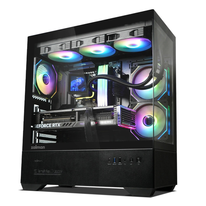 Кутия за компютър Zalman Chronix BLACK, ATX, 3 x 120 mm A-RGB, USB-C, Tempered Glass - ZM-CHRONIX-BLACK