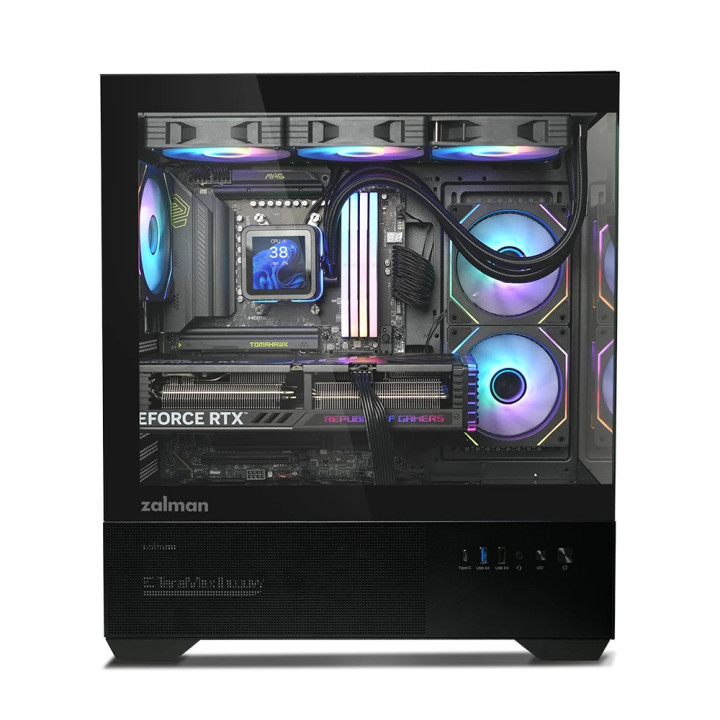 Кутия за компютър Zalman Chronix BLACK, ATX, 3 x 120 mm A-RGB, USB-C, Tempered Glass - ZM-CHRONIX-BLACK