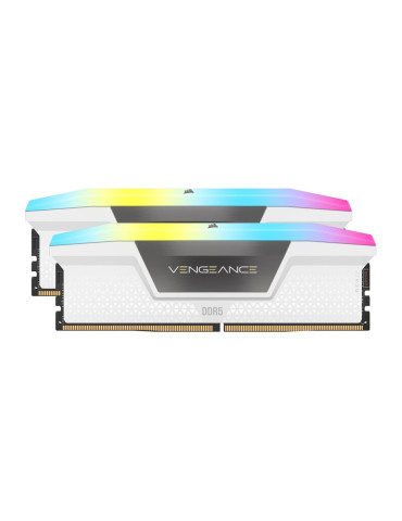 RAM памет Corsair 64GB(2x32GB) DDR5 6000MHz Vengeance RGB, CL30-36-36-76 1.40V Intel XMP & AMD EXPO, White - CMH64GX5M2B6000Z30W