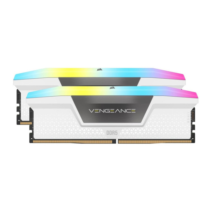 RAM памет Corsair 64GB(2x32GB) DDR5 6000MHz Vengeance RGB, CL30-36-36-76 1.40V Intel XMP & AMD EXPO, White - CMH64GX5M2B6000Z30W