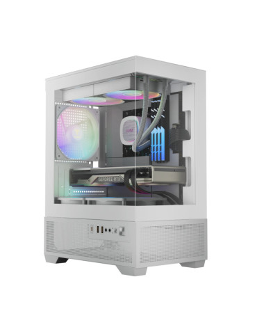 Геймърски компютър ION AURA GC9M Elite White, 3x120mm аRGB с процесор Ryzen 5 5600, видео карта RTX 3050 VENTUS 2X XS 8G OC, RAM 16GB(2x8GB) DDR4 3200MHz, SSD диск 1TB M.2 2280 NVMe PCI-e 4.0 x4, 6000 MB/s / 4000 MB/s