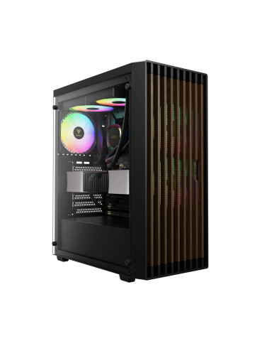 Кутия за компютър Gamdias AURA GC4 ELITE, ATX, Addressable RGB, Wood - GAMDIAS-AURA-GC4-ELITE-ARGB-BK