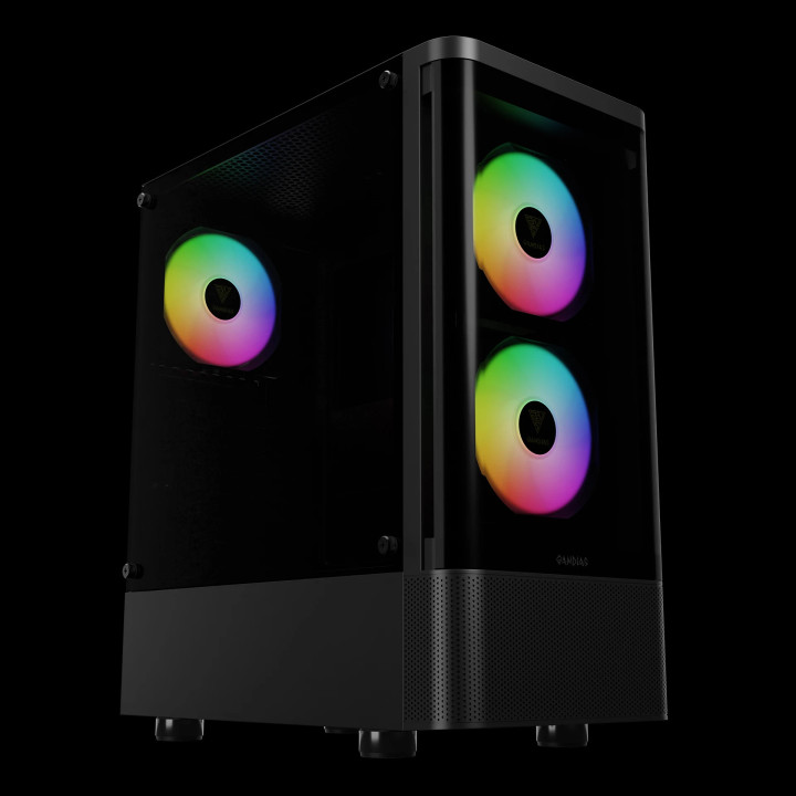 Кутия за компютър GamdiasTALOS E3 CG, ATX, 3 x 120 mm A-RGB, Curved Glass - GAMDIAS-TALOS-E3-CG-BK