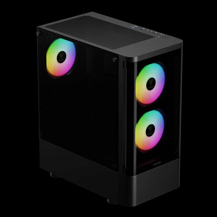Кутия за компютър GamdiasTALOS E3 CG, ATX, 3 x 120 mm A-RGB, Curved Glass - GAMDIAS-TALOS-E3-CG-BK