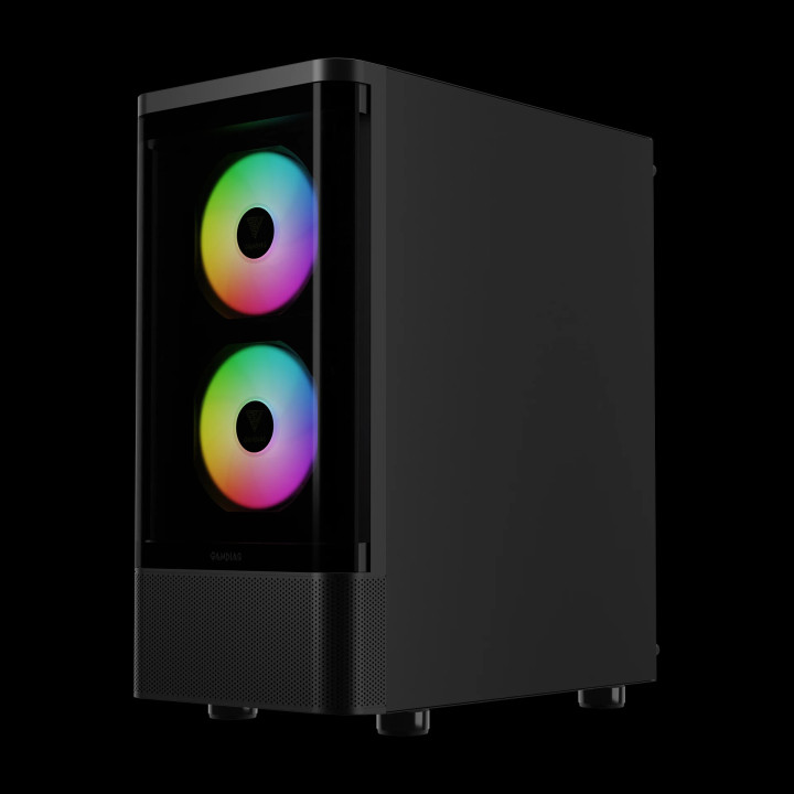 Кутия за компютър GamdiasTALOS E3 CG, ATX, 3 x 120 mm A-RGB, Curved Glass - GAMDIAS-TALOS-E3-CG-BK