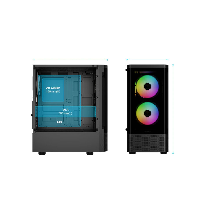 Кутия за компютър GamdiasTALOS E3 CG, ATX, 3 x 120 mm A-RGB, Curved Glass - GAMDIAS-TALOS-E3-CG-BK