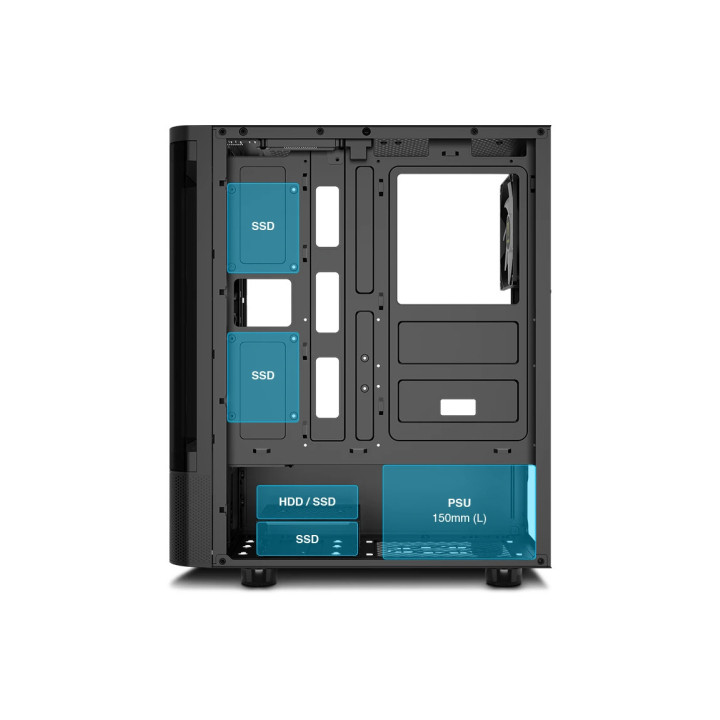 Кутия за компютър GamdiasTALOS E3 CG, ATX, 3 x 120 mm A-RGB, Curved Glass - GAMDIAS-TALOS-E3-CG-BK