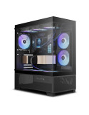 Кутия за компютър Gamdias AURA GC12 ARGB BLACK, mATX, 6 x 120 mm A-RGB, USB-C, Tempered Glass - GAMDIAS-AURA-GC12-ARGB-BK